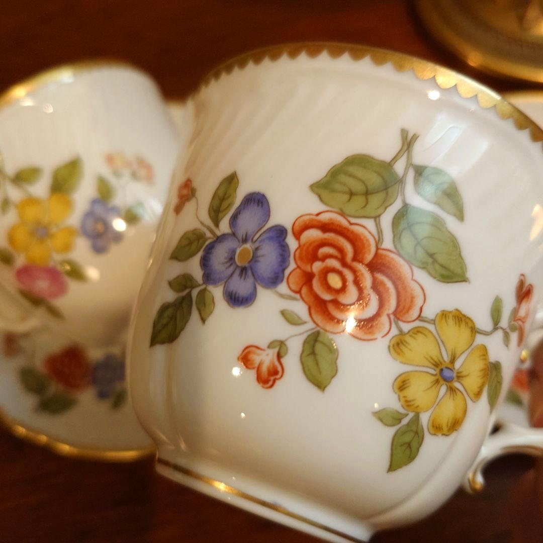 【2客セット】リチャードジノリ オータムフラワー 24K ドッチア窯 美品** 【2客セット】リチャードジノリ オータムフラワー 24K ドッチア窯 美品**