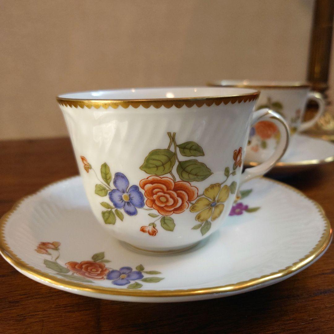 【2客セット】リチャードジノリ オータムフラワー 24K ドッチア窯 美品** 【2客セット】リチャードジノリ オータムフラワー 24K ドッチア窯 美品**