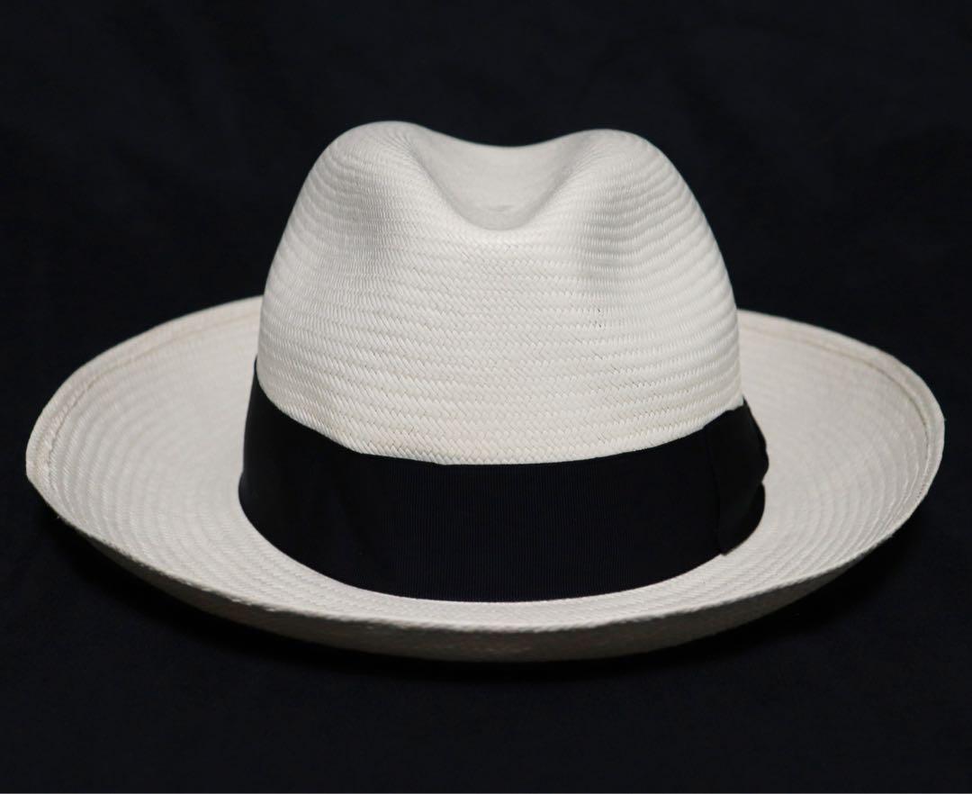 《ボルサリーノ》新品 イタリア製 高級パナマハット 麦わら帽子 57(M)