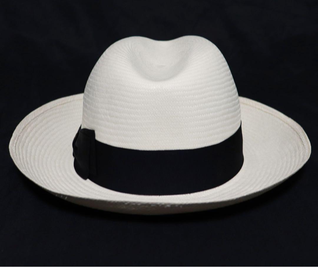 《ボルサリーノ》新品 イタリア製 高級パナマハット 麦わら帽子 57(M)