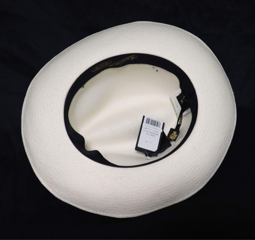 《ボルサリーノ》新品 イタリア製 高級パナマハット 麦わら帽子 57(M)