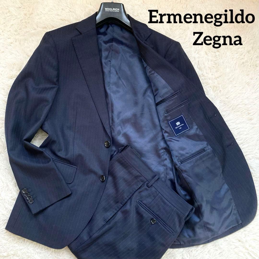 生地 ゼニア×ミツミネ スーツセットアップ ストライプ A5ネイビーM Ermenegildo Zegna
