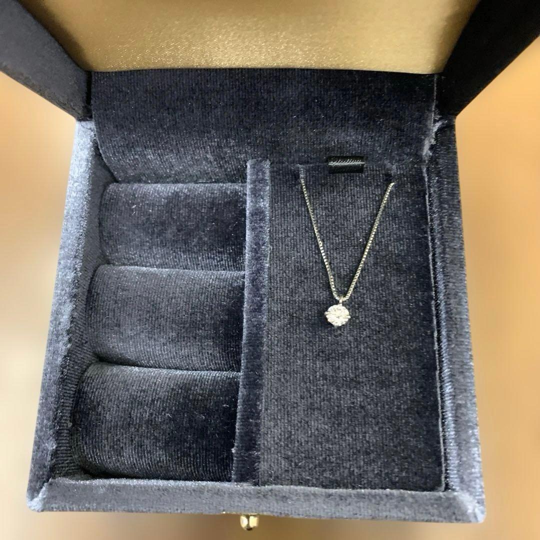 鑑定書付プラチナ1粒ダイヤモンドペネチアンネックレス45cmスライドピン