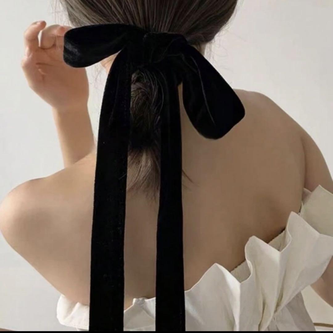 2025人気特価 ヘアリボン ブラック ベルベット ヘアアクセサリー - メルカリ ヘアアクセサリー