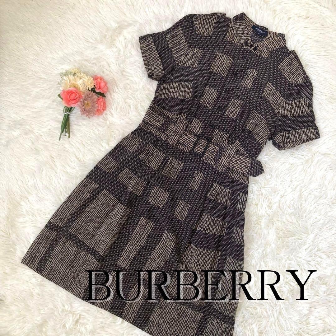良品✨️BURBERRY バーバリー ワンピース シルク100% ベルト付 40