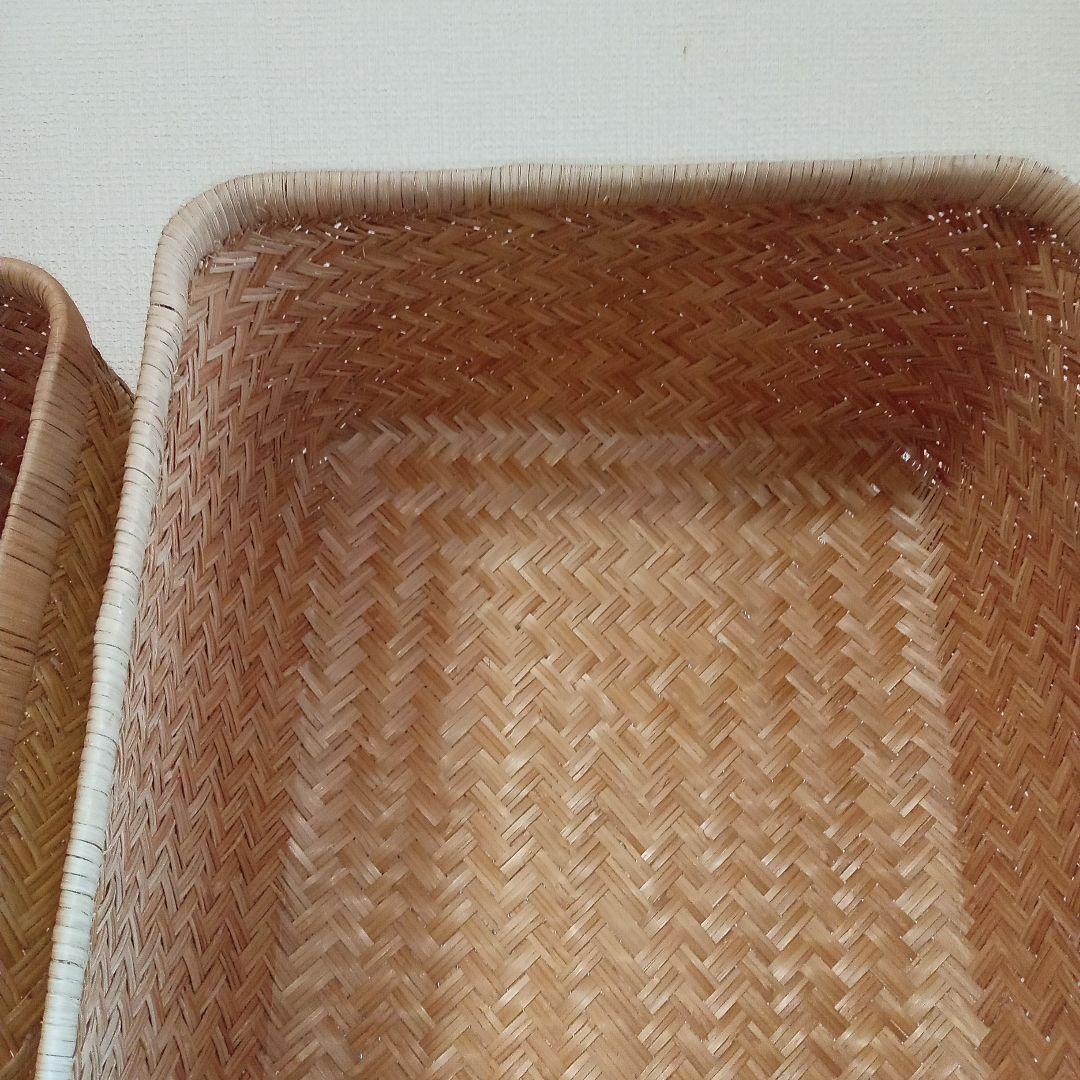 昭和レトロ鳥越すず竹竹細工行李かご(約60cm)　鳥越すず竹竹細工行李かご