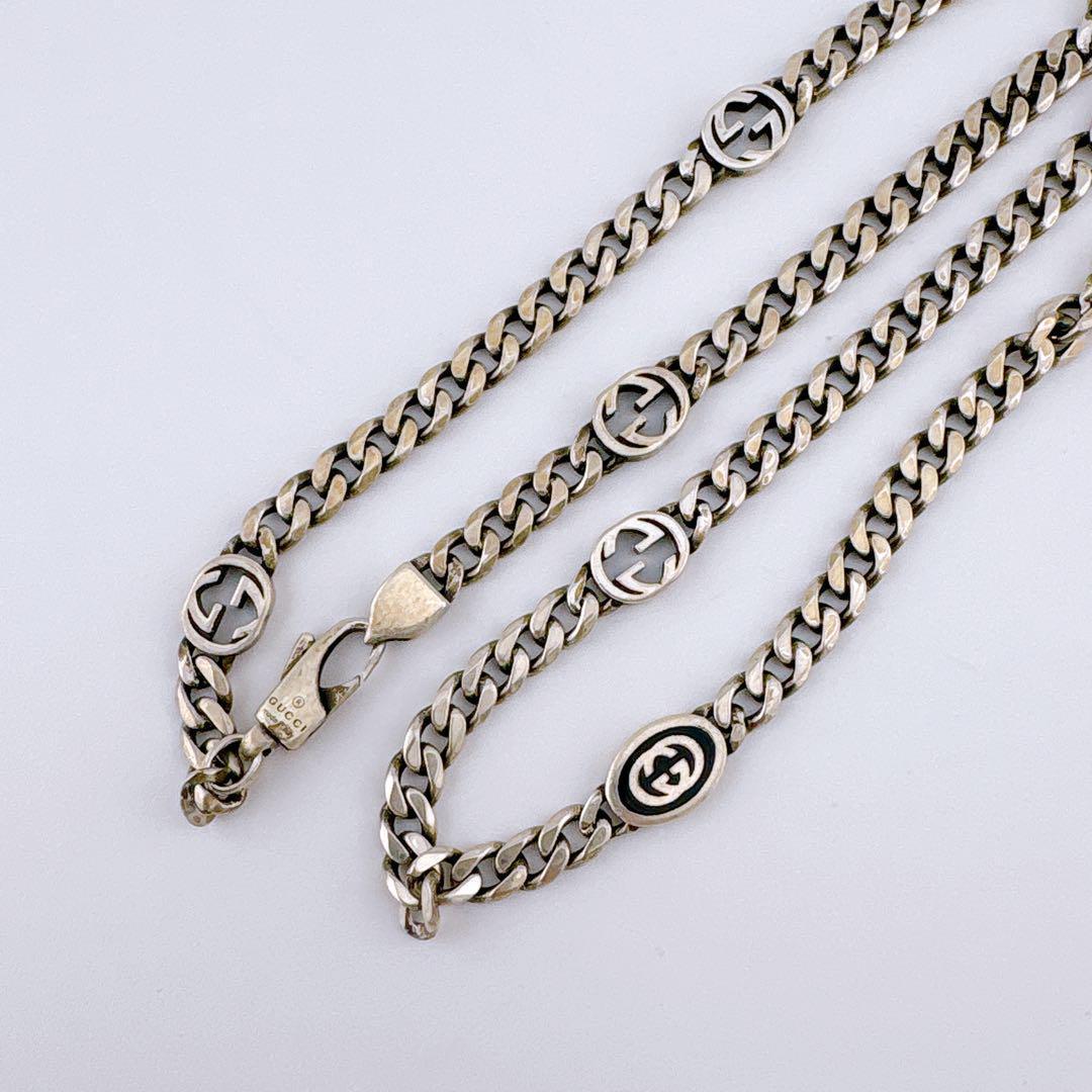 【美品】グッチ インターロッキング スリム ネックレス 678661 シルバー