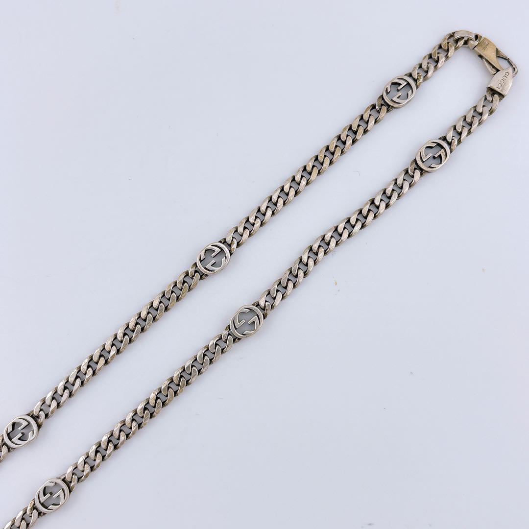 【美品】グッチ インターロッキング スリム ネックレス 678661 シルバー