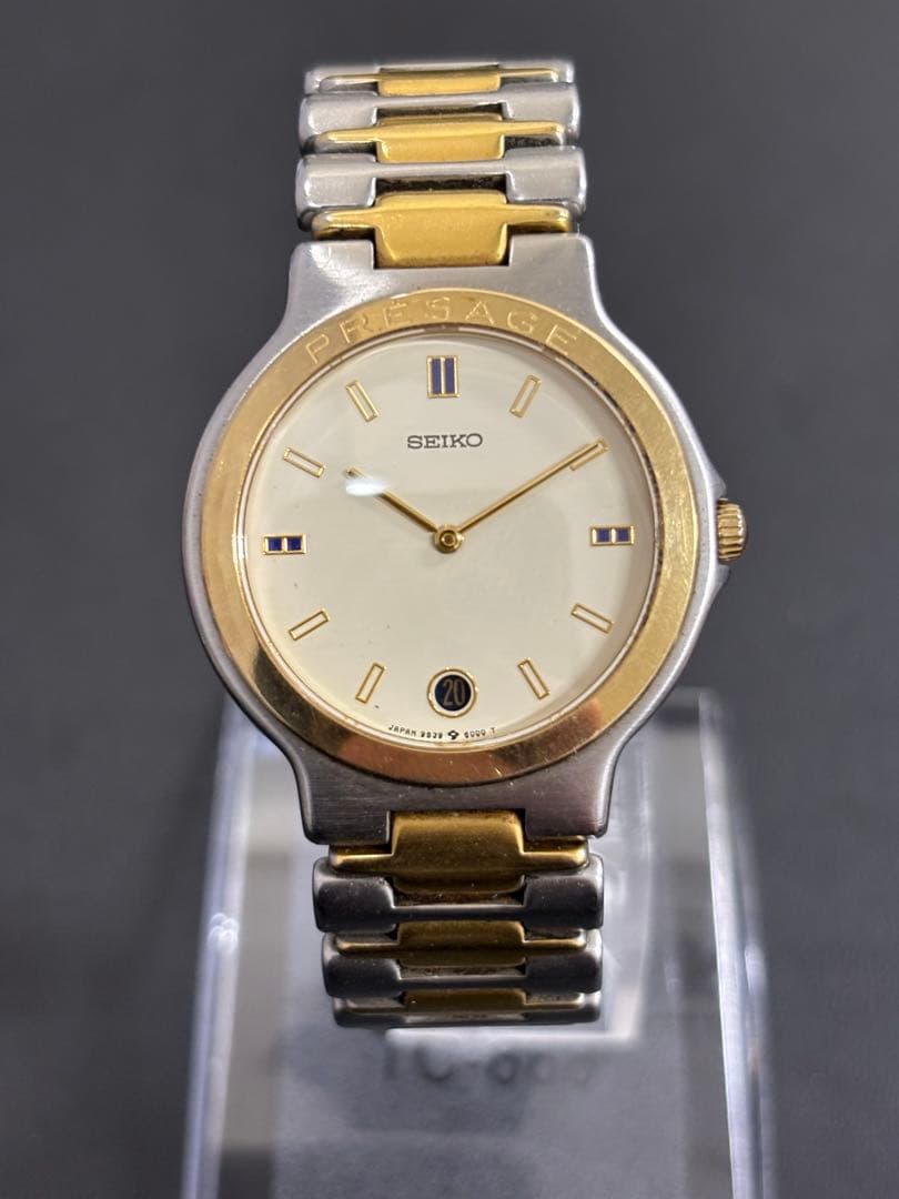 不動 SEIKO PRESAGE 9539-6000 SS GP QZ 白文字盤