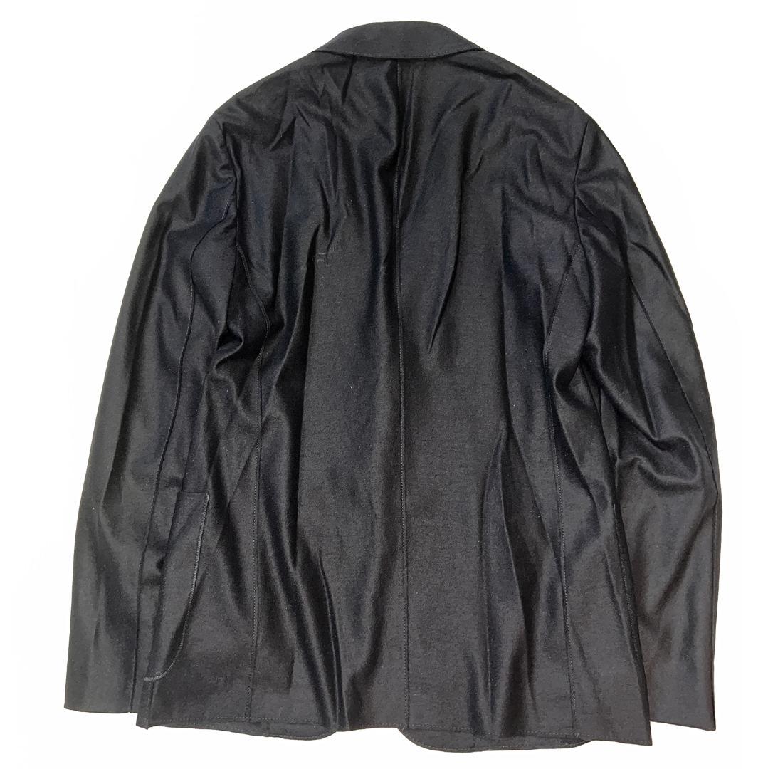 42万 G.ARMANI 黒ラベル バージンウール ニットジャケ 濃紺 48