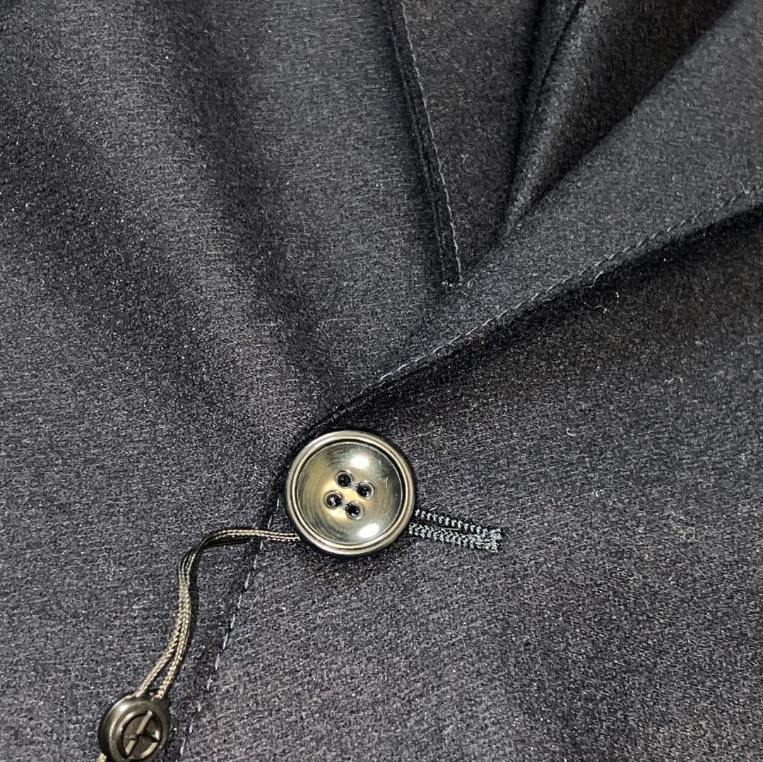 42万 G.ARMANI 黒ラベル バージンウール ニットジャケ 濃紺 48