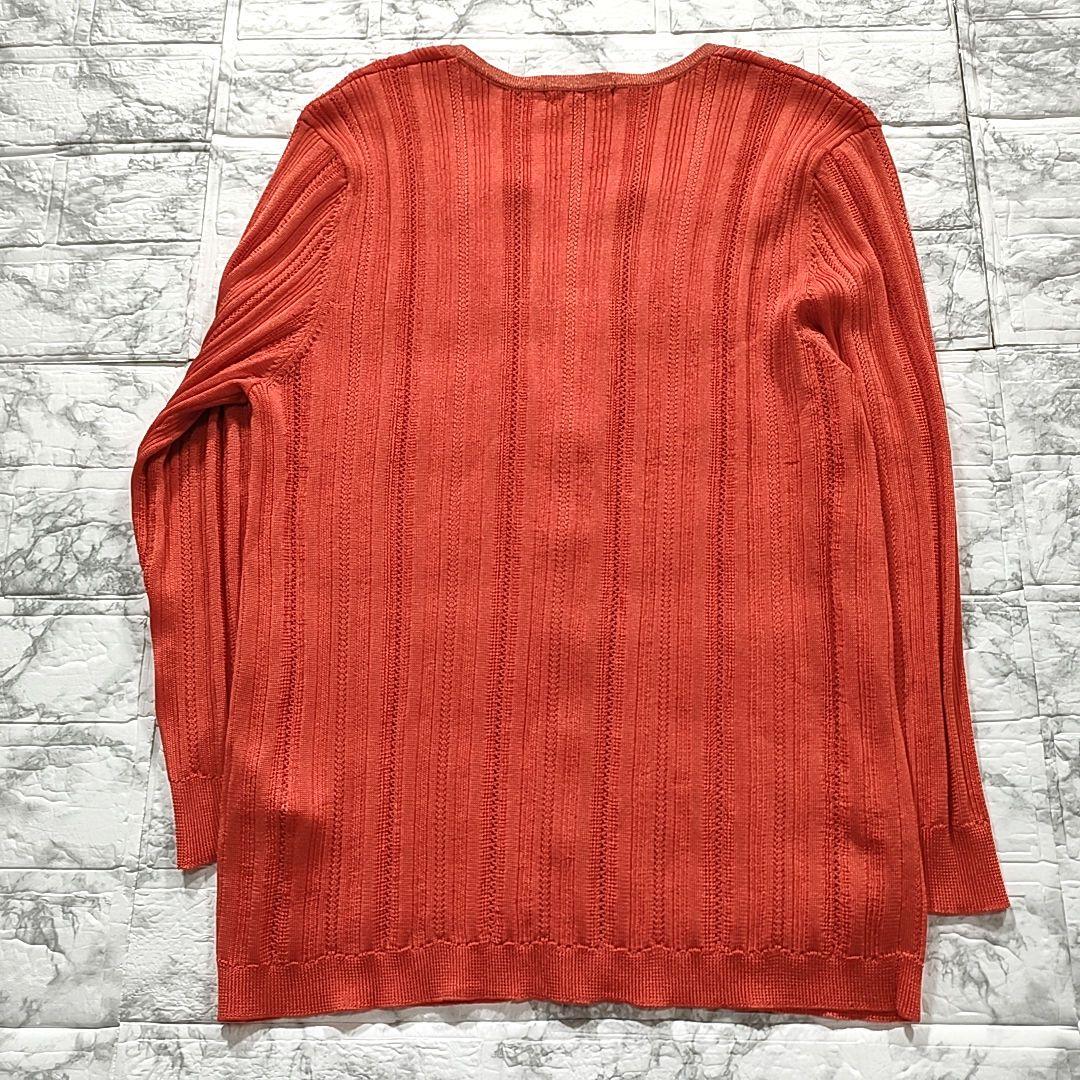 美品2XL】23区 Vネックカーディガン 大きいサイズ 44 オレンジ