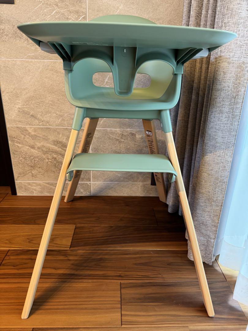 美品　ストッケ　クリック　グリーン　ハイチェア　クッション付き