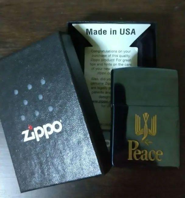 生まれのブランドで Peace ピース ZIPPO ジッポ ブルーチタン 1993年