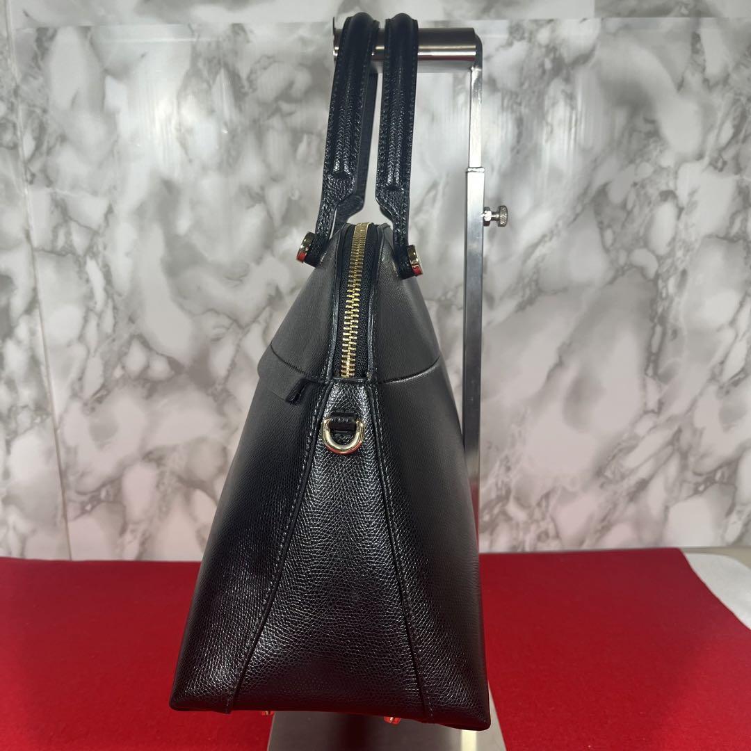 上品なブランド 2way パイパー FURLA ハンドバッグ Mサイズ 黒 ブラック レザー バッグ
