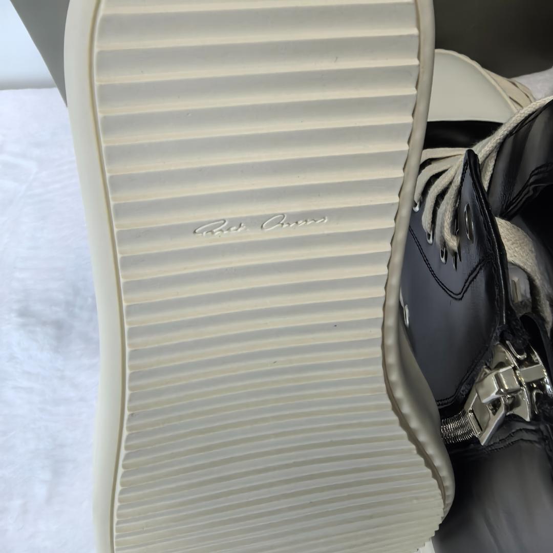 rick owens 黒 レザー ハイカットスニーカー 厚底7cm 41