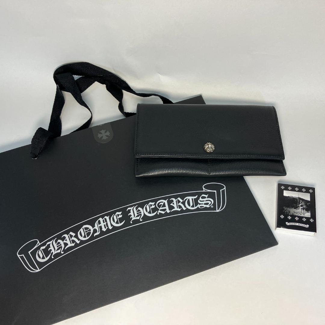 【アメリカ購入】クロムハーツ　ダブルカードウォレット　長財布　黒　購入証明書付