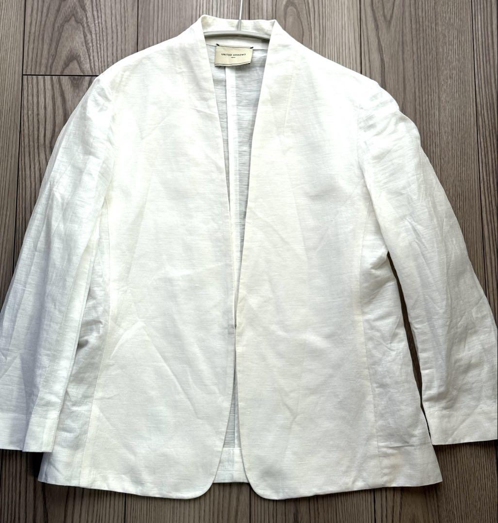UNITED ARROWS ホワイト ノーカラージャケット