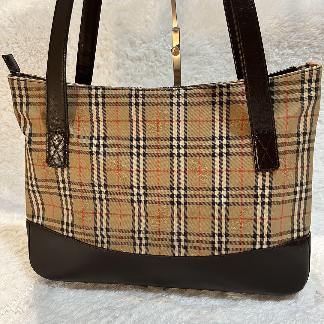 鑑定済］BURBERRY トートバッグ A4収納可能 ノバチェック ブラウン