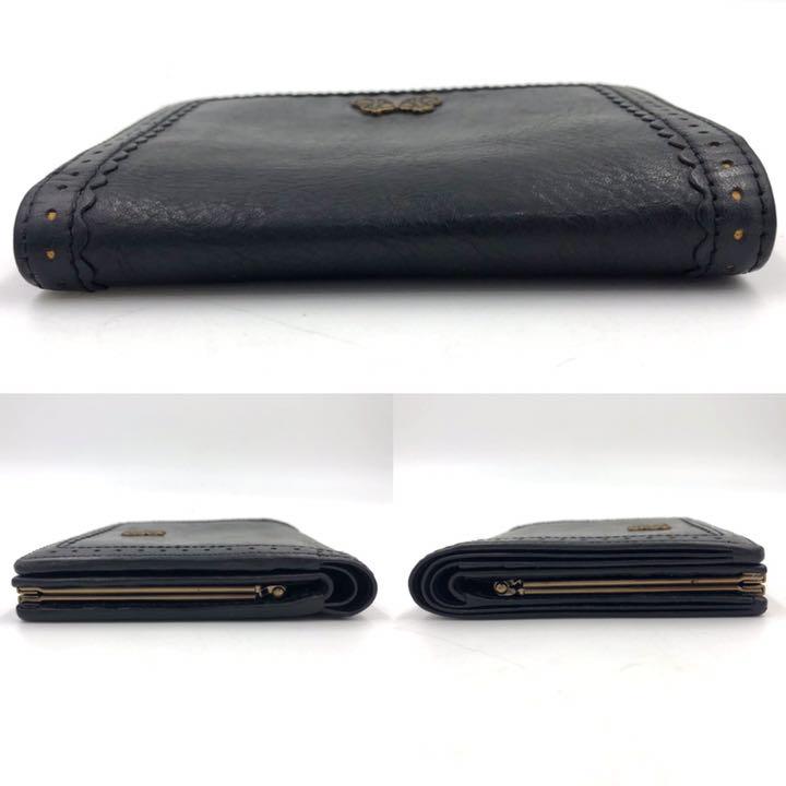 大人気新作 美品 がま口 ゴールド金具 レザー ブラック lwOz6-m30185254017 アナスイ 折り財布 バタフライ 人気100%新品