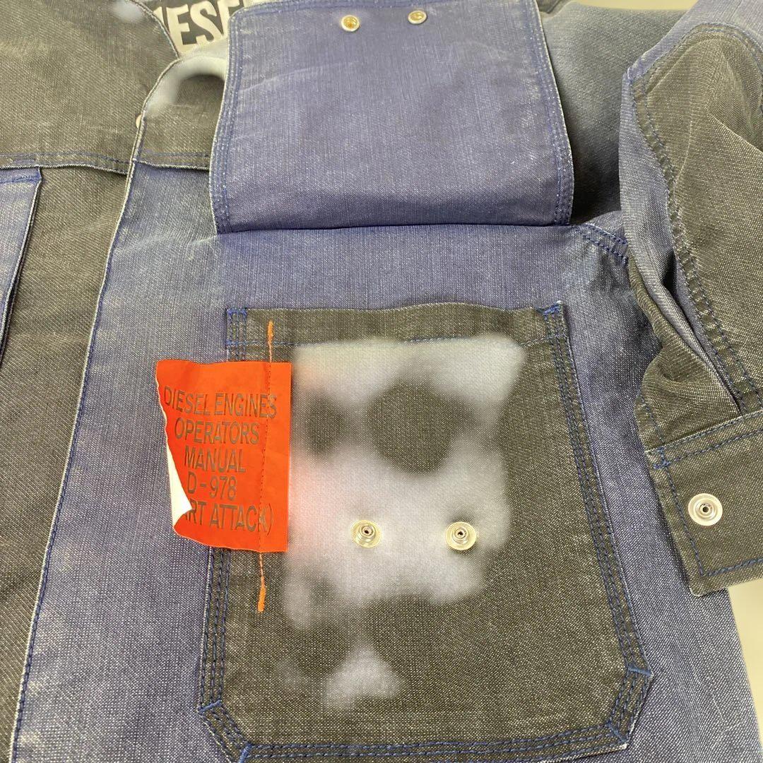 【美品】DIESEL ヴィンテージウォッシュ加工 切替 スウェットデニム 黒紺