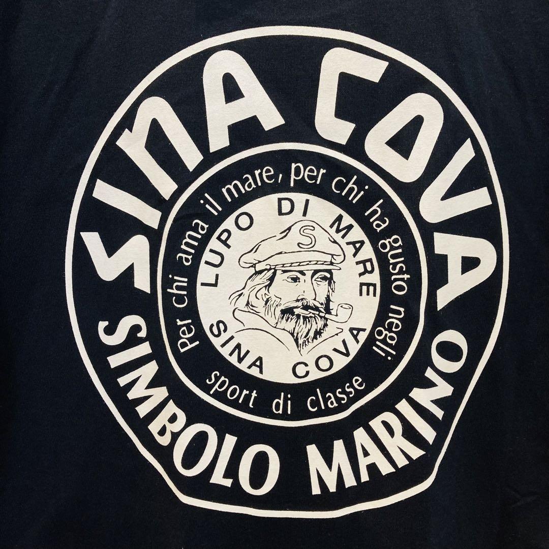 【新品】SINA COVA バックプリント　ワッペン 半袖 Tシャツ 紺　Ｌ