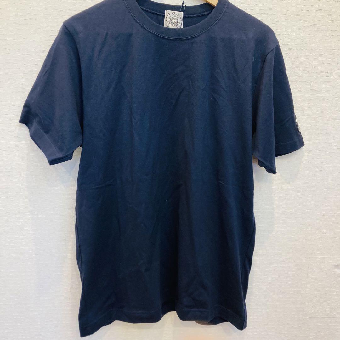 【新品】SINA COVA バックプリント　ワッペン 半袖 Tシャツ 紺　Ｌ
