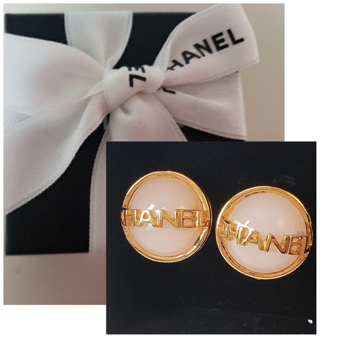 CHANEL シャネル ビンテージ ロゴ パール イヤリング