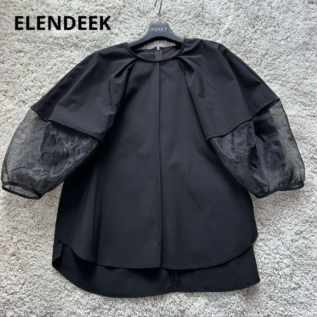 ELENDEEK ハーフオーガンジーシアースリーブ バルーン 黒
