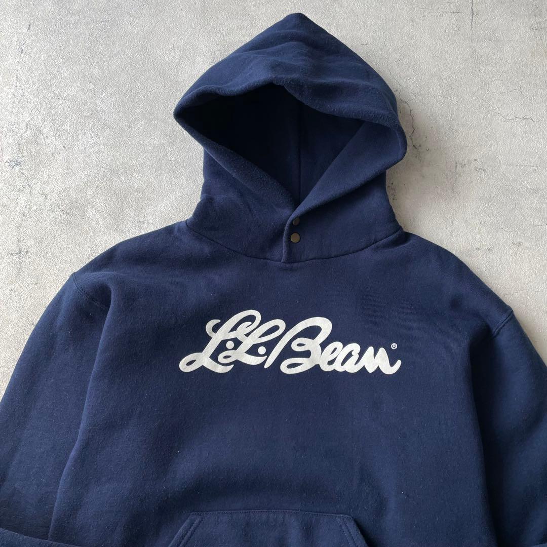 魅力 L.L.Bean×RUSSEL パーカー 短丈 ネイビー ロゴXL LL L.L.Bean