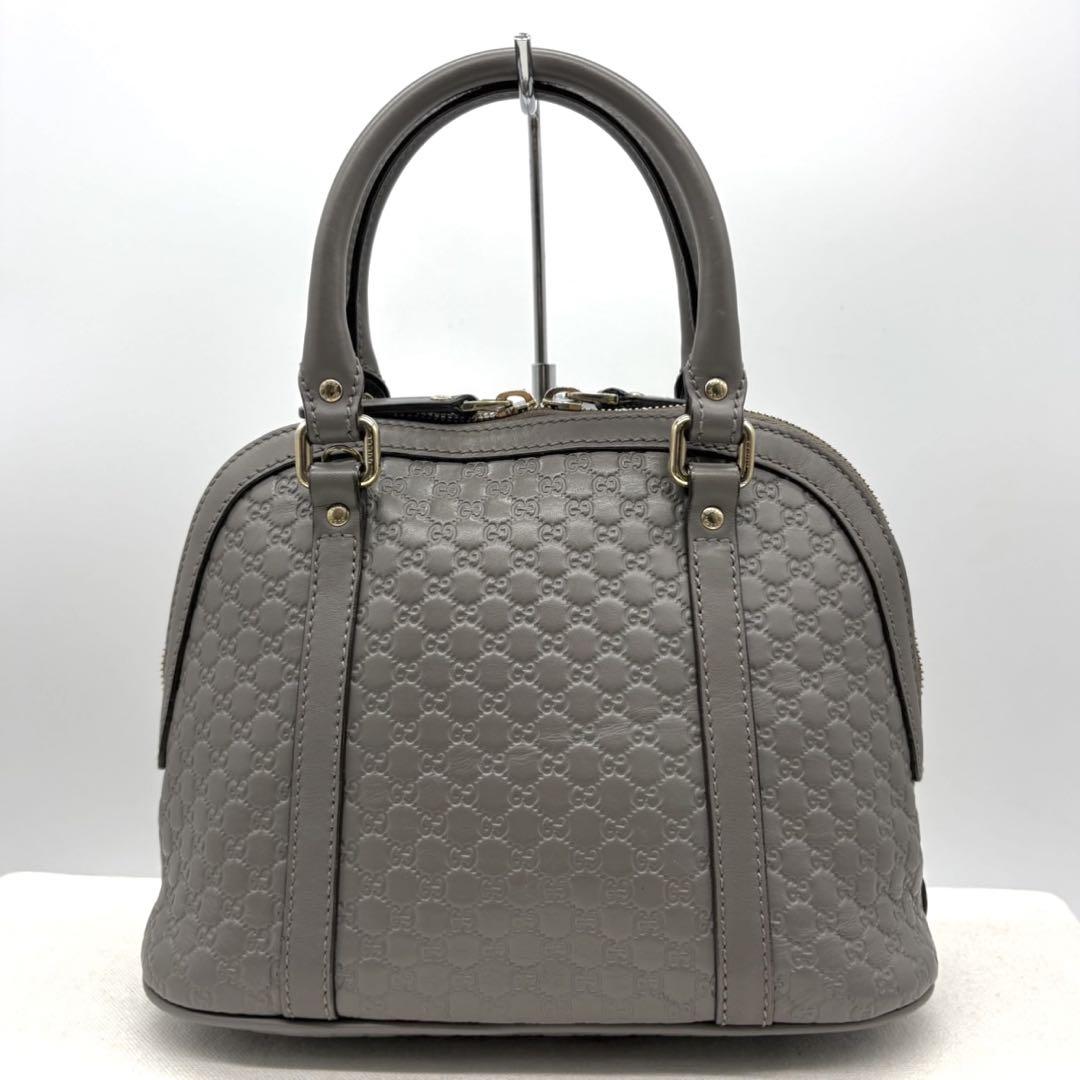 ✨極美品✨グッチ ハンドバッグ 2way GG マイクロシマ レザー グレー