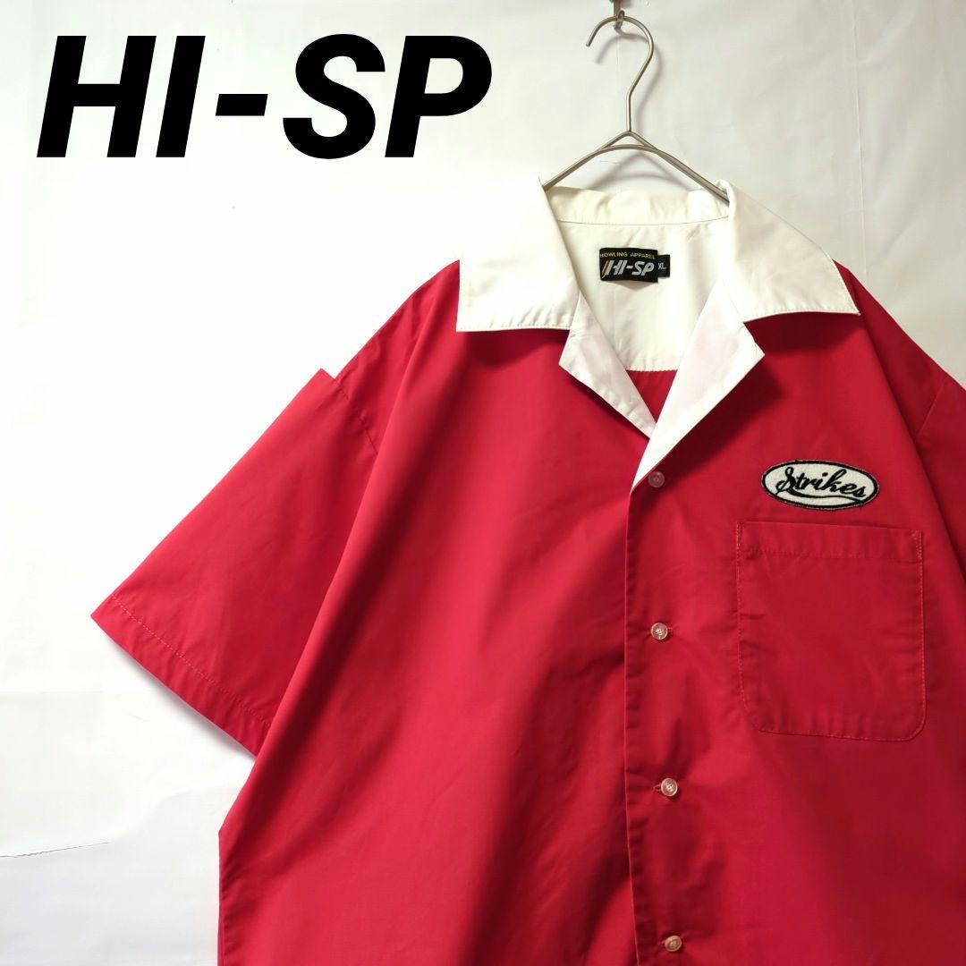 90s HI-SP ボーリングシャツ ワッペン 刺繍 バイカラー オーバーサイズ