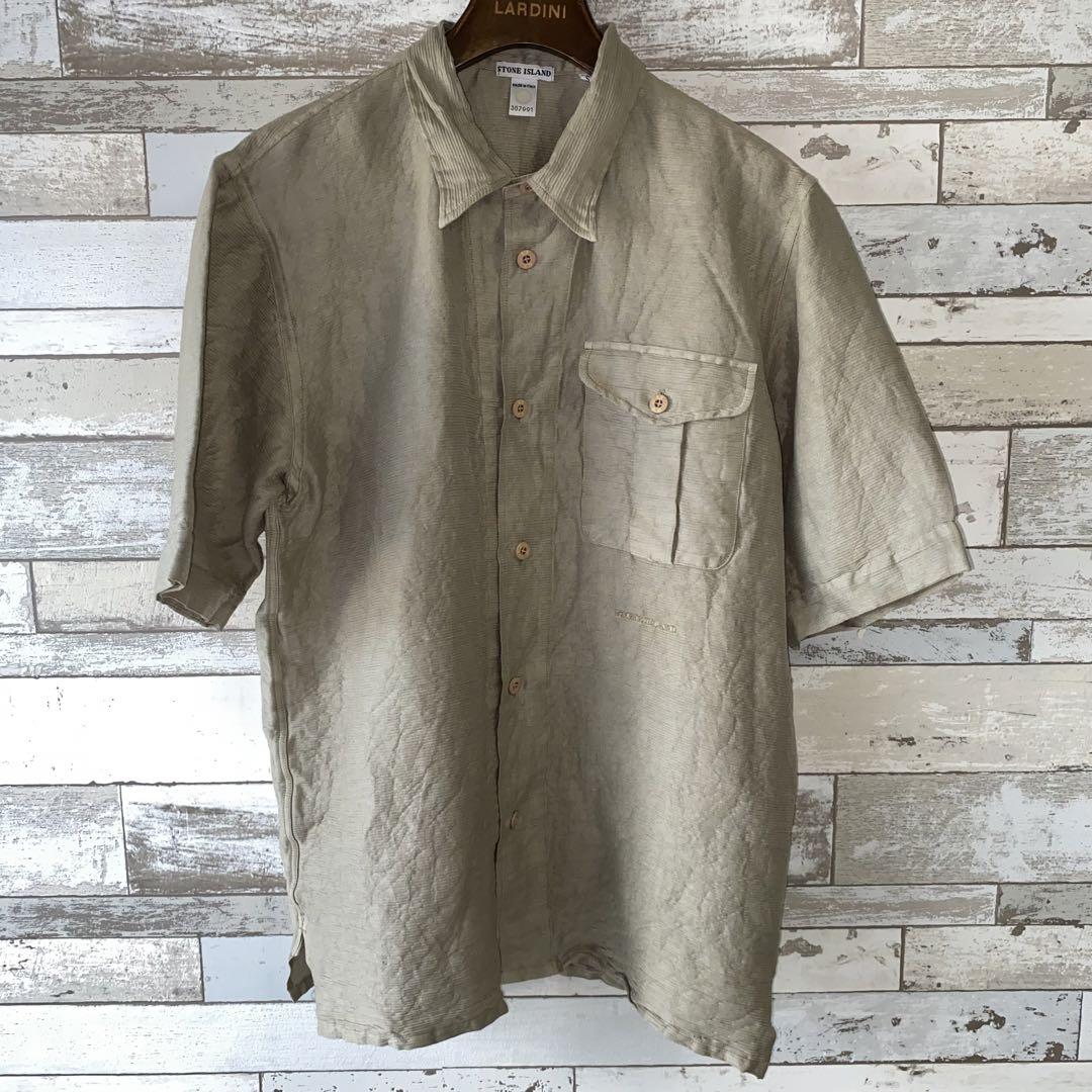 STONE ISLAND リネンナイロン 半袖シャツ sizeS ITALY製