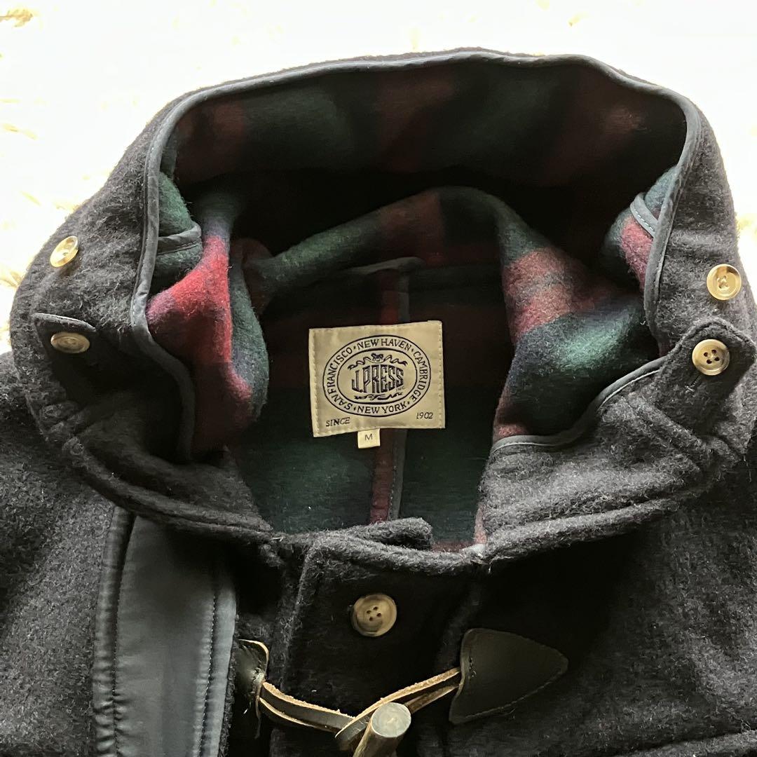 Mサイズ J.PRESS ダッフルコート ネイビー 裏地チェック