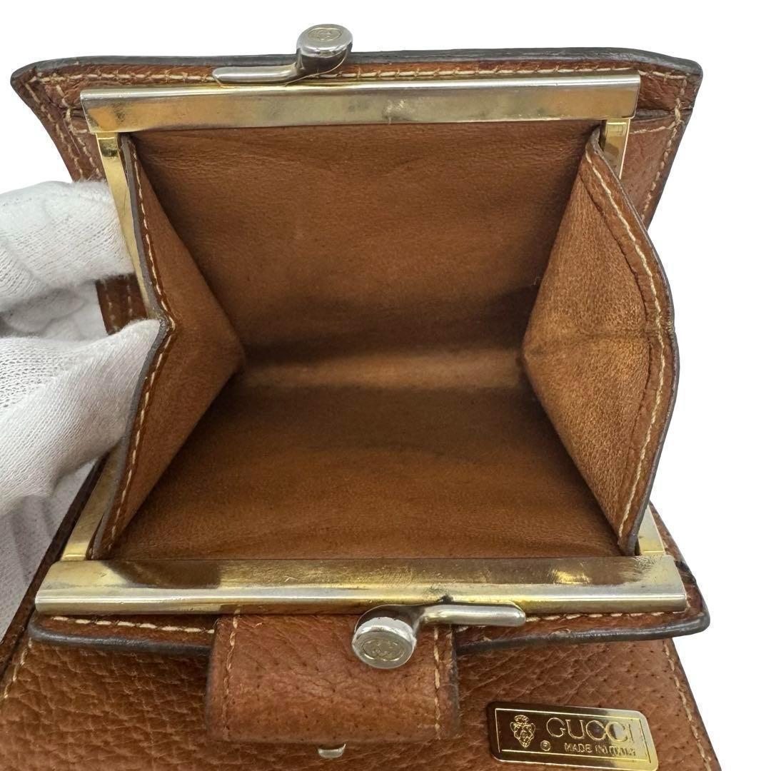 GUCCI オールドグッチ ホースビット 二つ折り財布 ブラウン レディース