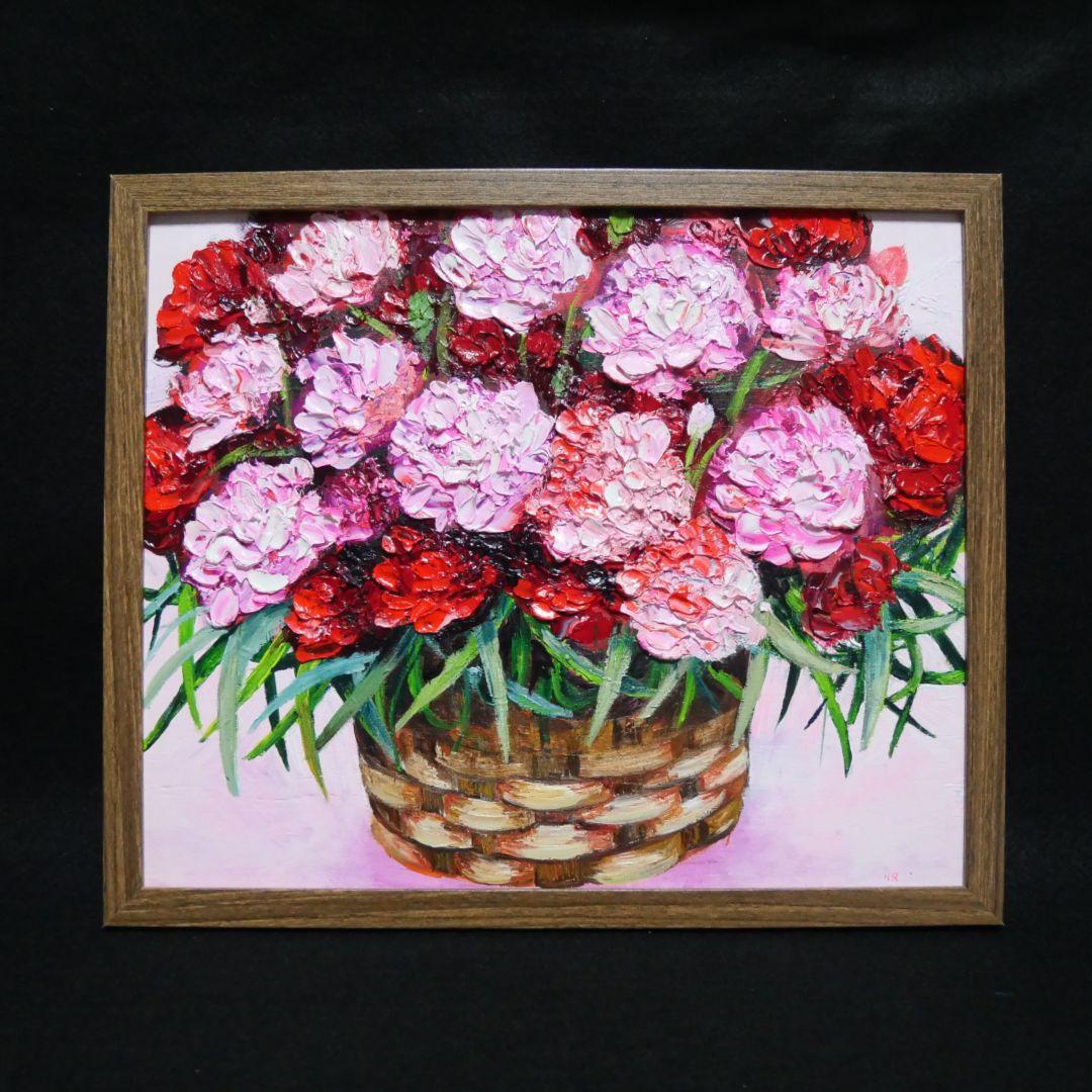 油絵 油彩 油彩画 絵 絵画【カーネーション】