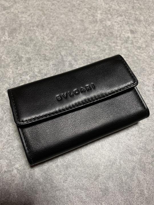 BVLGARI】三つ折り財布 コンパクト 牛革 黒 男女兼用 - メルカリ