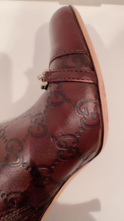 Gucci リブニットブーツ 34.5 ショートブーツ サイドジップ ストレートチップ レザー 295624