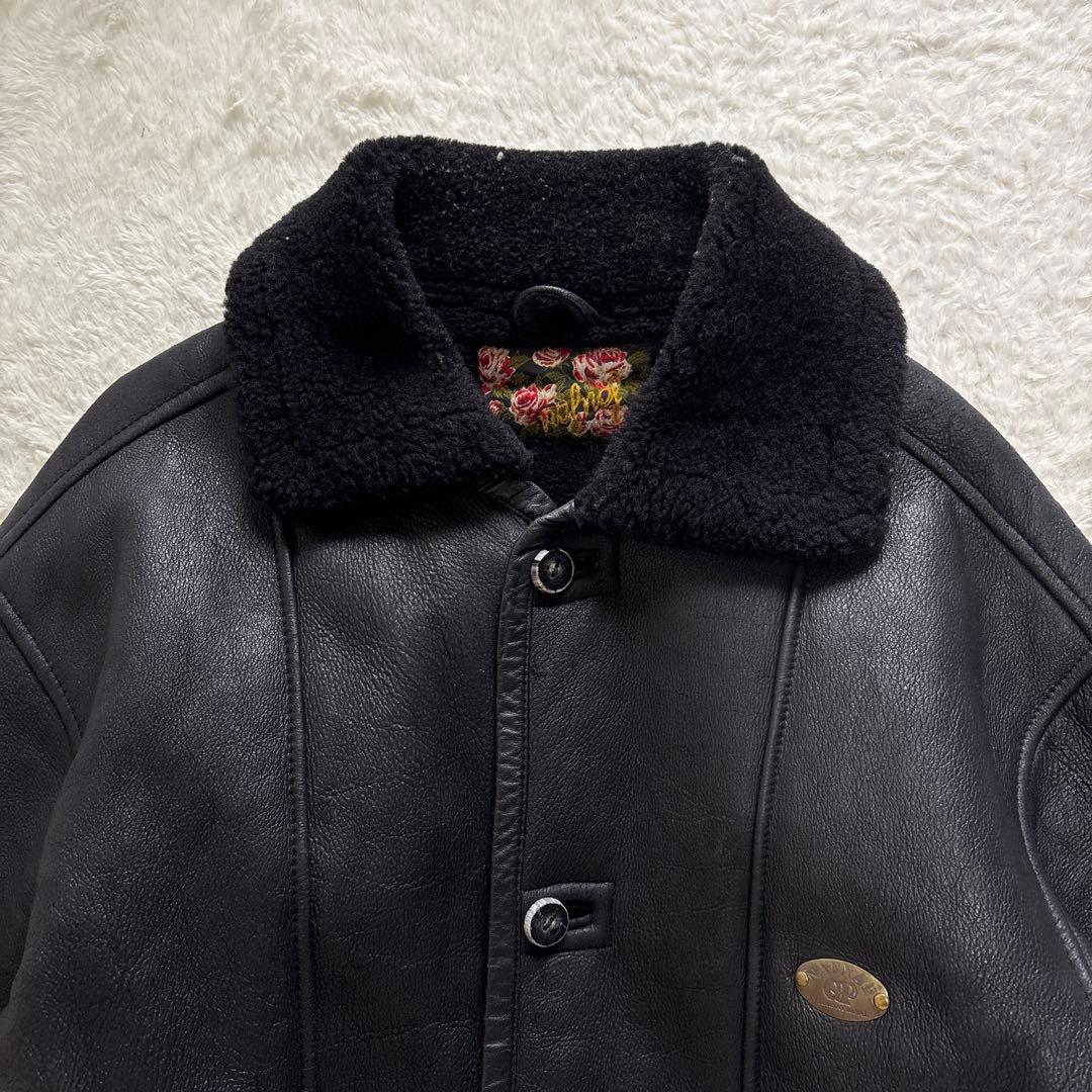 NAFNAF ムートンコート 裏ボア ラムレザー 羊革 ブラック NAFNAF ムートンコート 裏ボア ラムレザー 羊革 ブラック