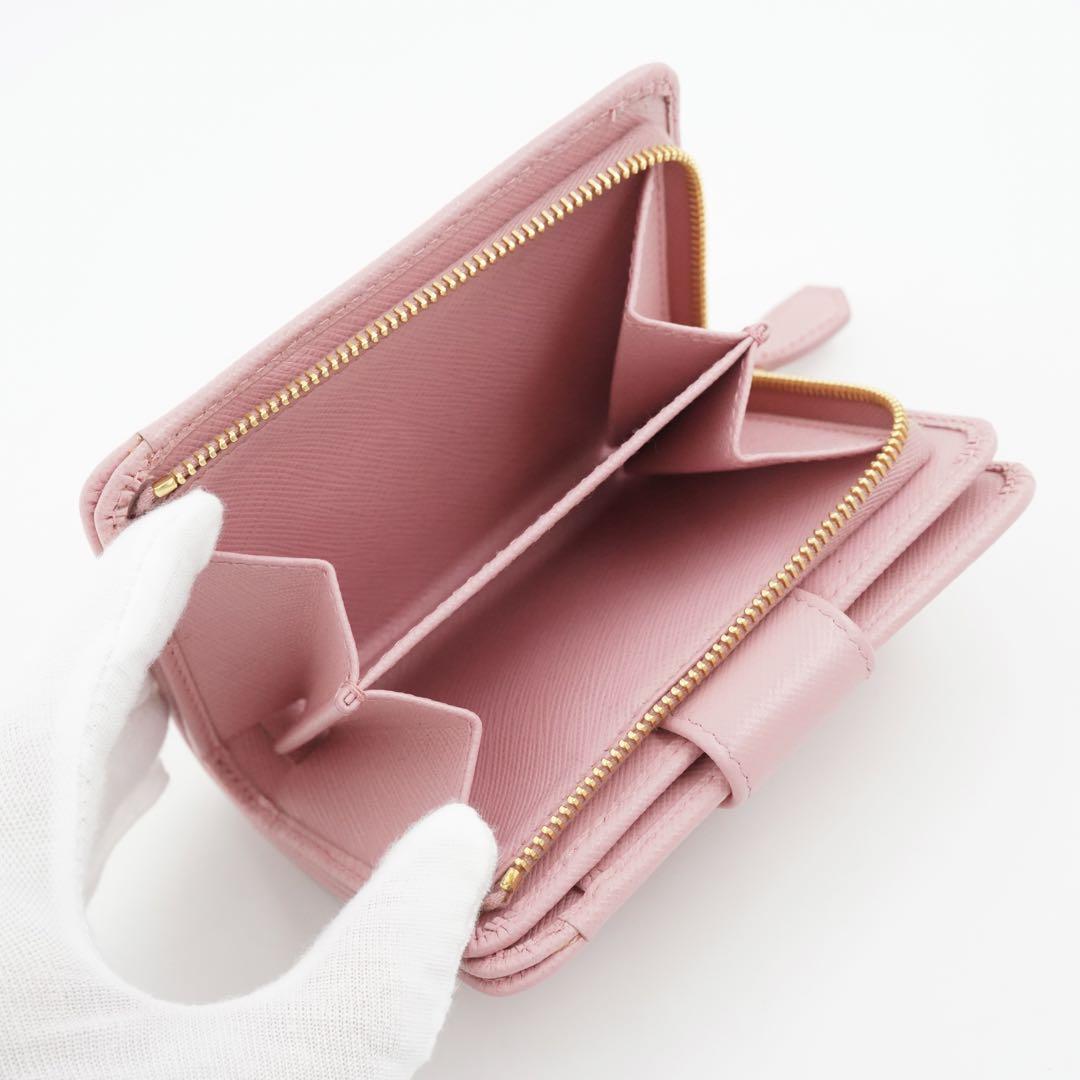 未使用展示品✨ PRADA ミニ財布 サフィアーノレザー L字 ピンク