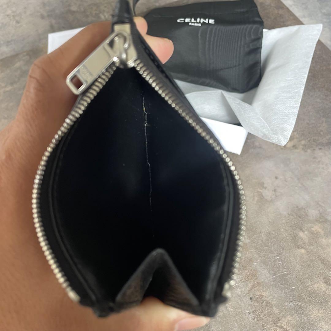 美品】CELINE ジップ付きカードホルダー / グレインドカーフ