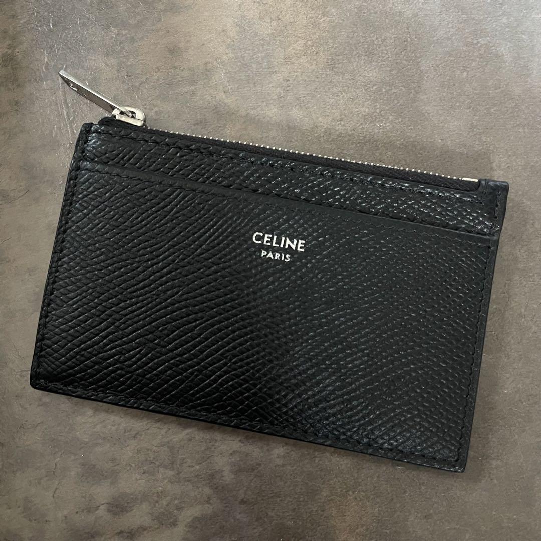 美品】CELINE ジップ付きカードホルダー / グレインドカーフ 美品】CELINE ジップ付きカードホルダー / グレインドカーフ