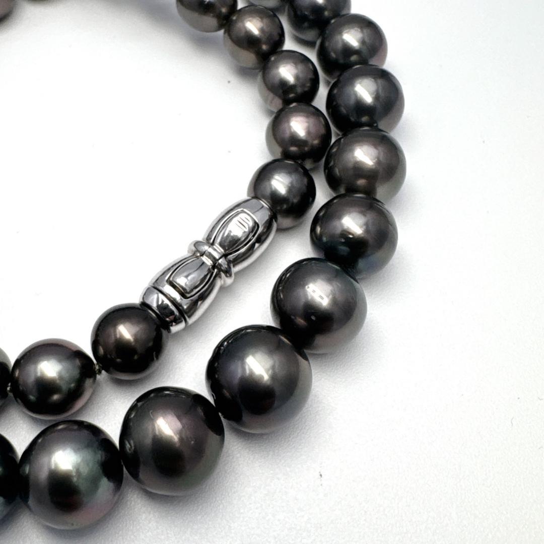 真科研 鑑別書✨ オーロラ級 黒蝶真珠 8.2-10.9mm ネックレス パール