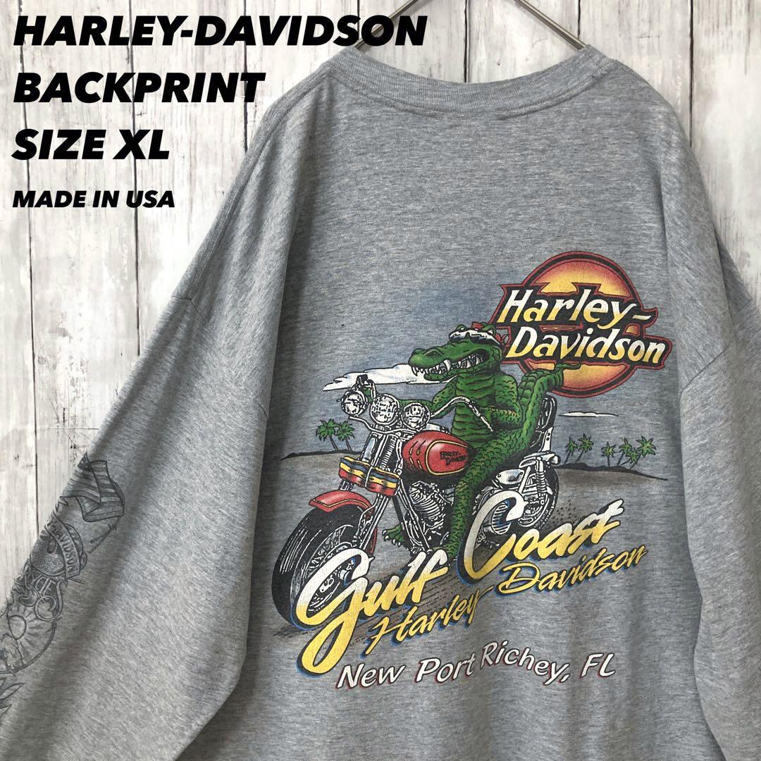 USA製ヴィンテージ古着　ハーレダビッドソンバックプリントTシャツ　XL グレー