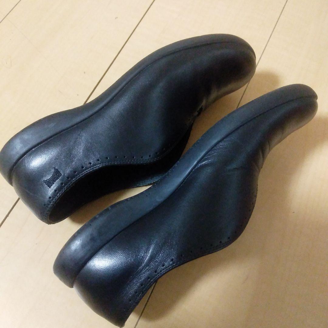 カンペール　24㎝　レザー　Vカットシューズ　ブラック