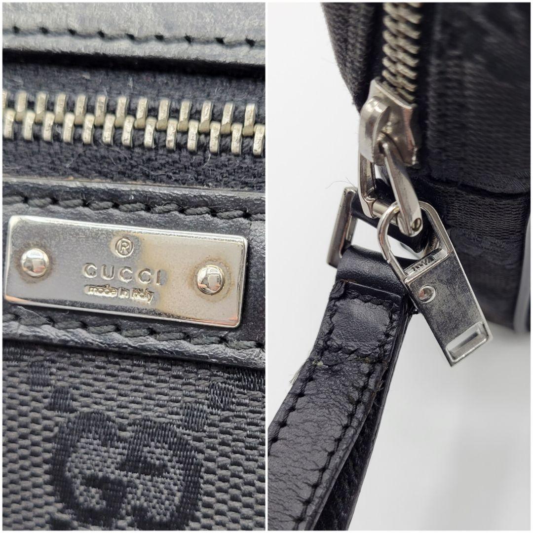 GUCCI クラッチバッグ セカンドバッグ キャンバス レザー GG ブラック