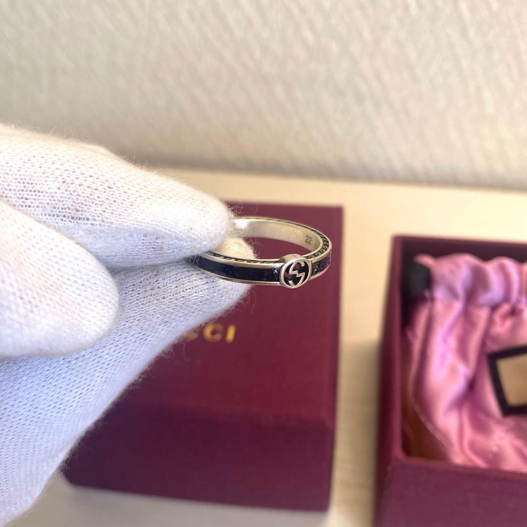「正規品⭕️」新品GUCCI インターロッキングG シルバー リング 黒指輪22号 「正規品⭕️」新品GUCCI インターロッキングG シルバー リング 黒指輪22号