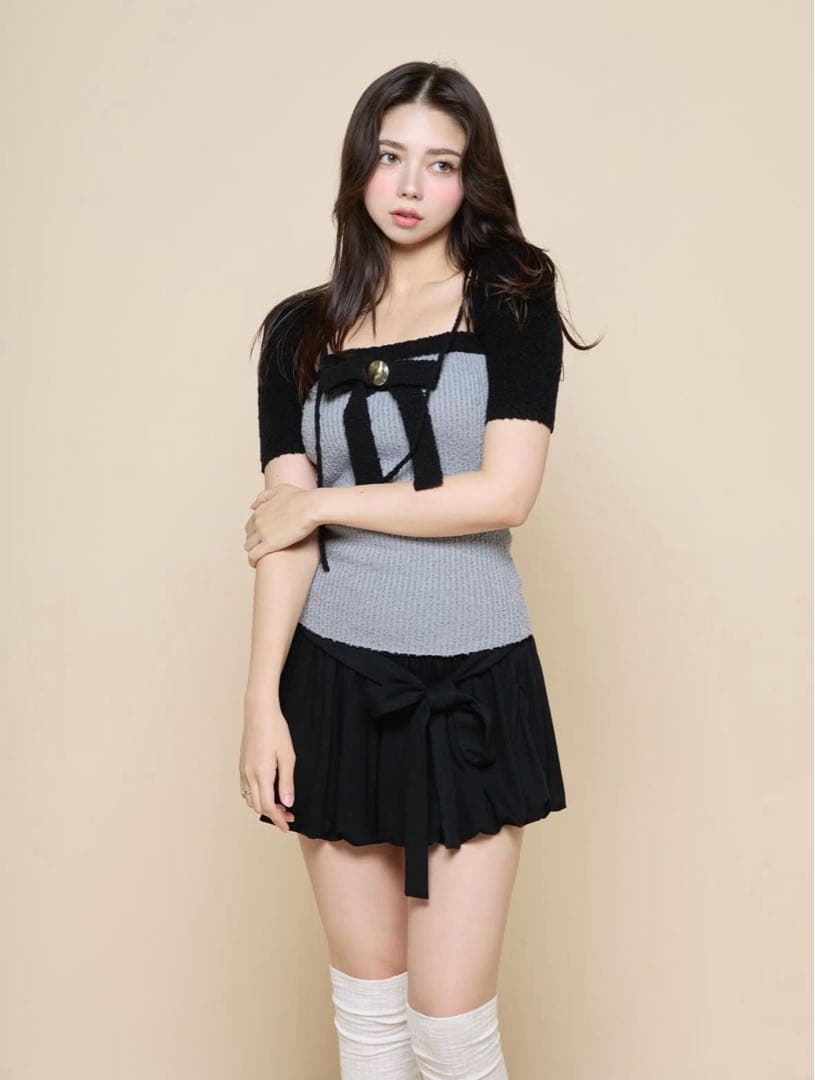 andmary Bicolor ribbon tops