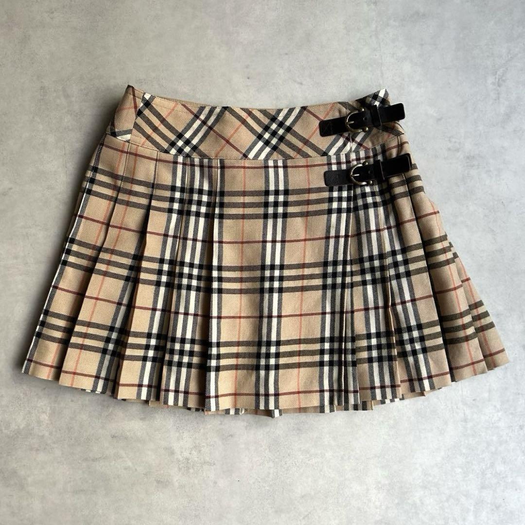 ✨美品✨バーバリーブルーレーベル フレアプリーツスカート　ノバチェック　ベルト 美品✨バーバリーブルーレーベル ベルト付 フレアスカート ノバ