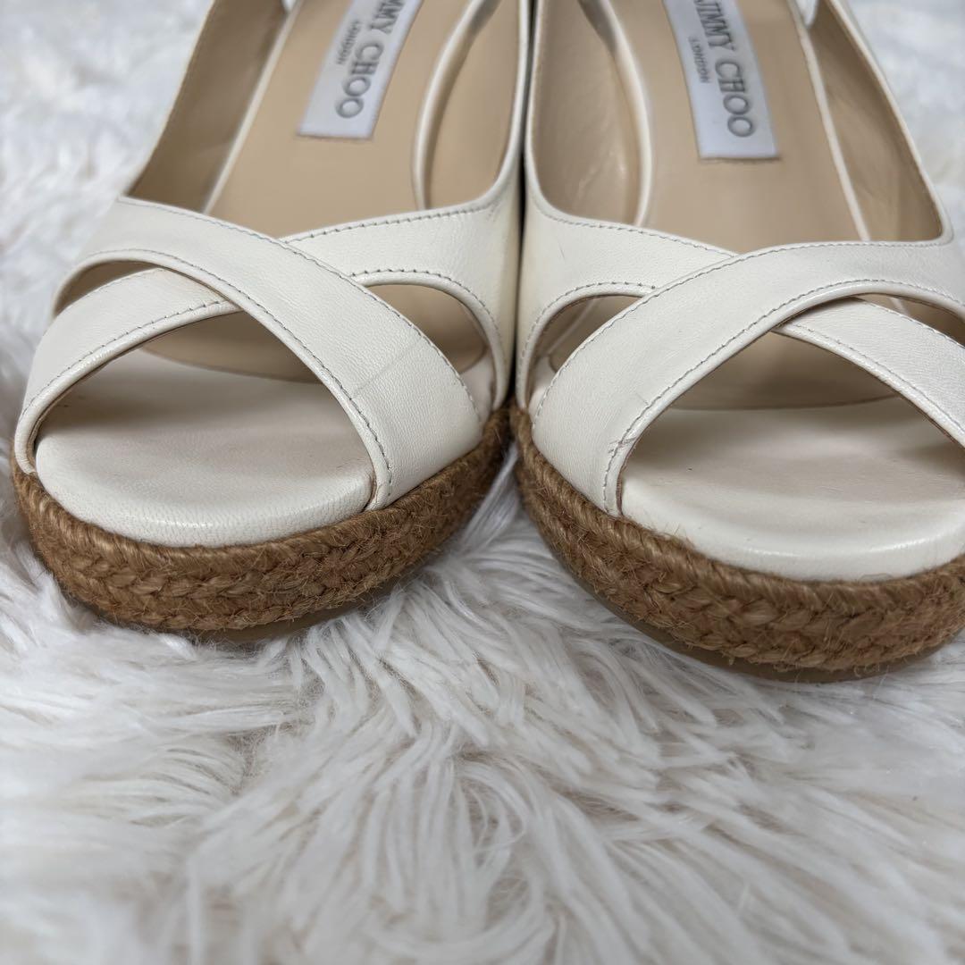 JIMMY CHOO AMELY サンダル 39 ホワイト ウェッジ コルク - メルカリ